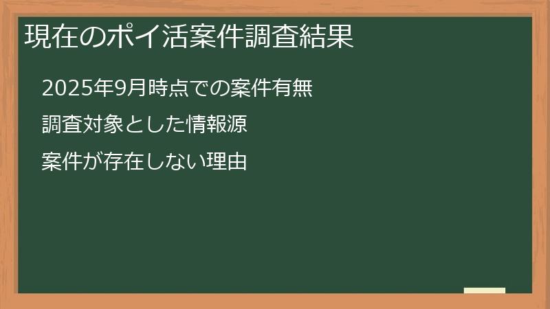 現在のポイ活案件調査結果