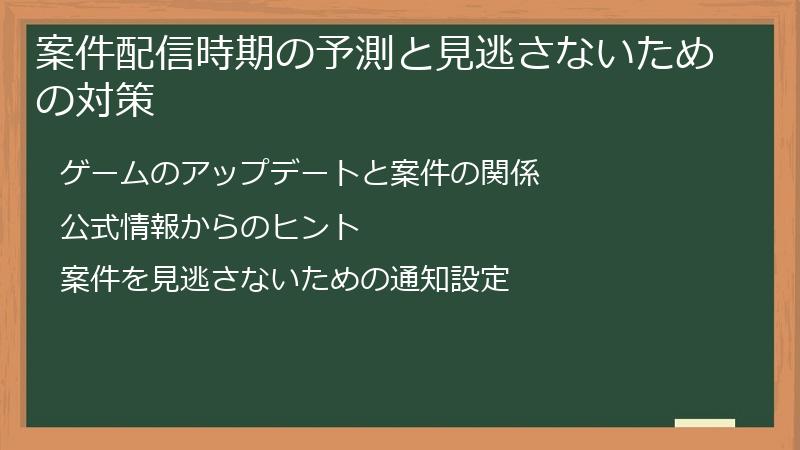 案件配信時期の予測と見逃さないための対策