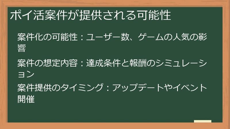 ポイ活案件が提供される可能性