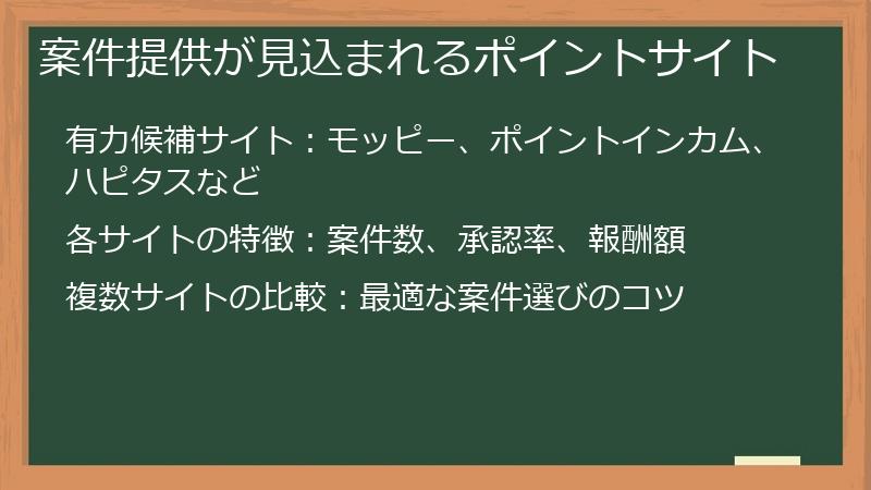 案件提供が見込まれるポイントサイト