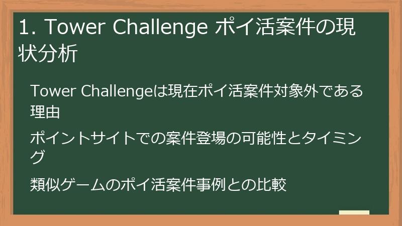 1. Tower Challenge ポイ活案件の現状分析