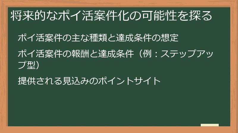 将来的なポイ活案件化の可能性を探る