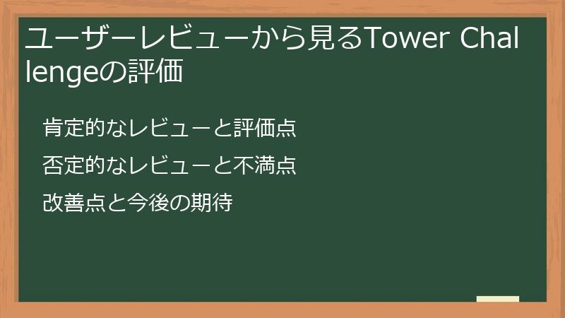 ユーザーレビューから見るTower Challengeの評価