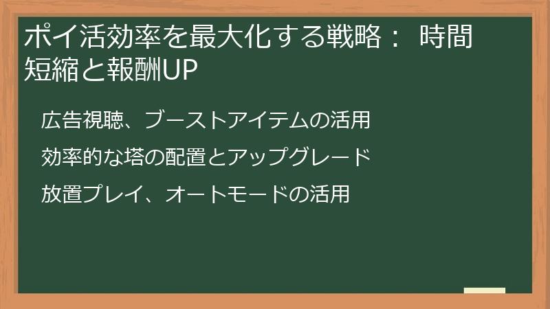 ポイ活効率を最大化する戦略： 時間短縮と報酬UP