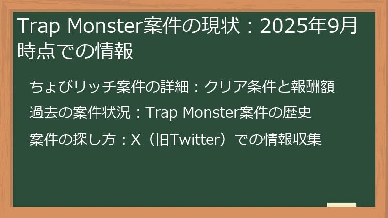 Trap Monster案件の現状：2025年9月時点での情報