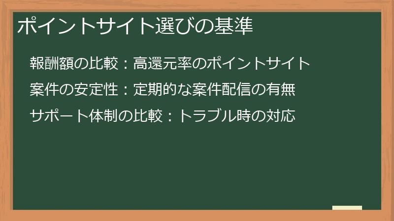 ポイントサイト選びの基準