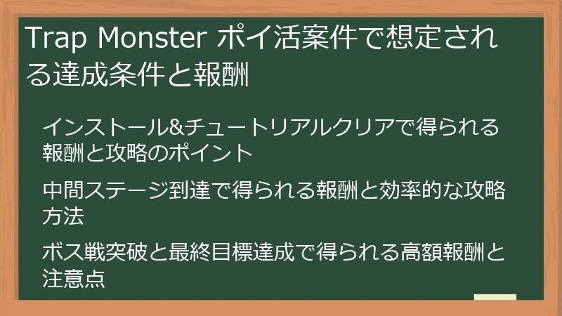 Trap Monster ポイ活案件で想定される達成条件と報酬