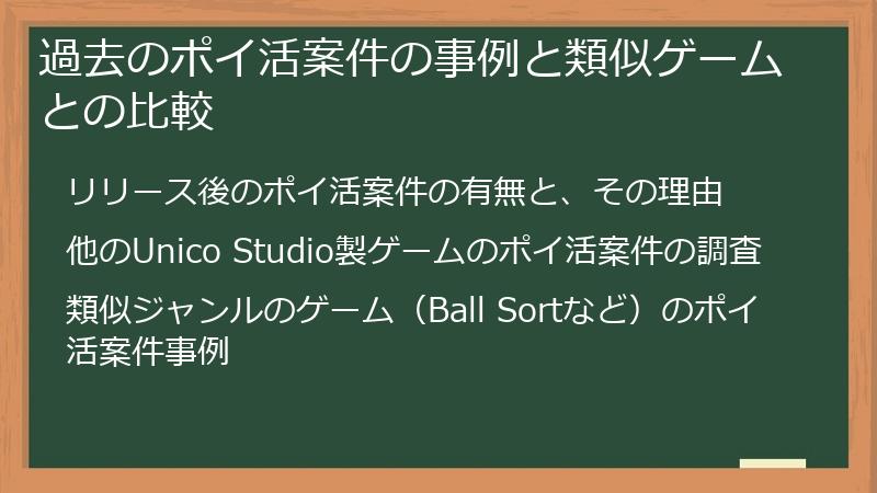 過去のポイ活案件の事例と類似ゲームとの比較