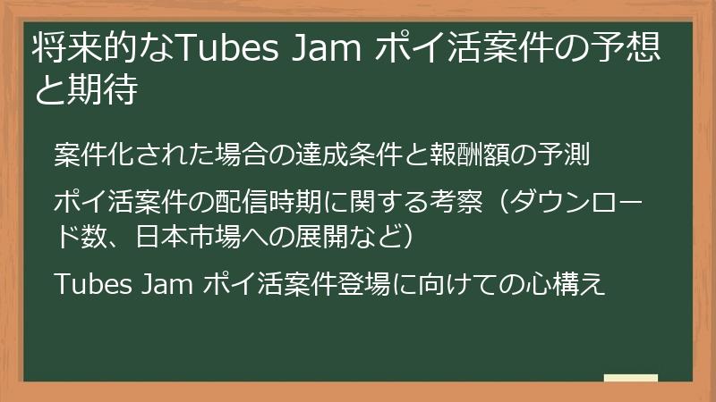 将来的なTubes Jam ポイ活案件の予想と期待