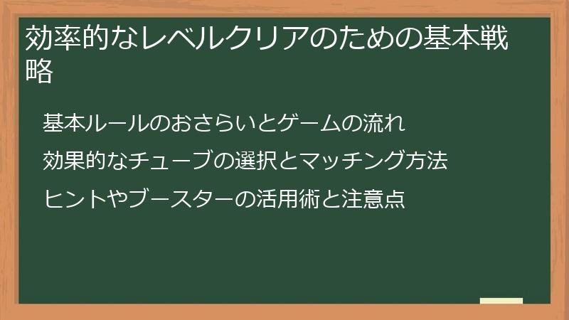 効率的なレベルクリアのための基本戦略