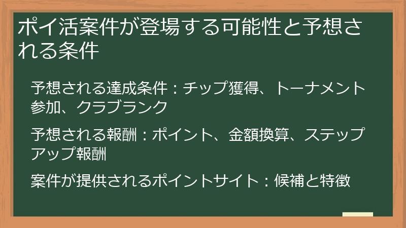 ポイ活案件が登場する可能性と予想される条件