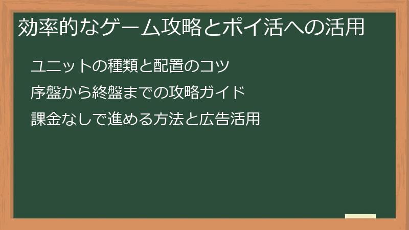 効率的なゲーム攻略とポイ活への活用