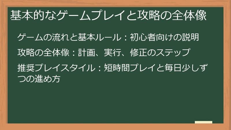 基本的なゲームプレイと攻略の全体像