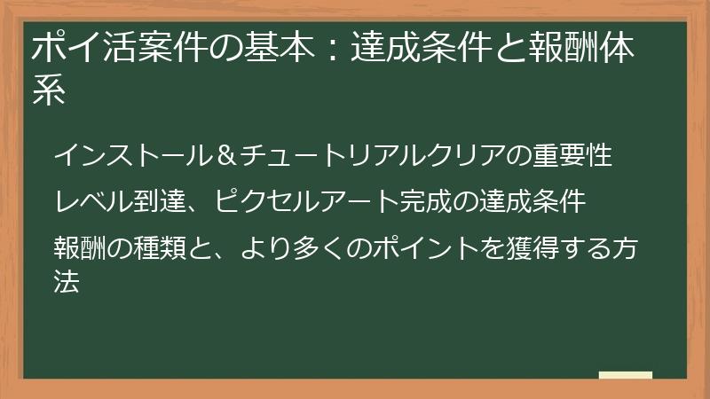 ポイ活案件の基本：達成条件と報酬体系