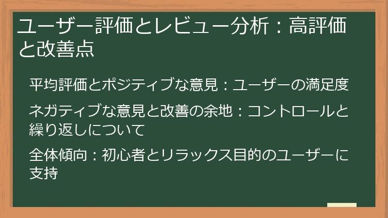 ユーザー評価とレビュー分析：高評価と改善点