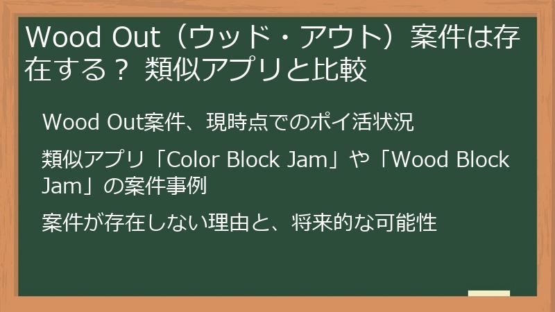 Wood Out（ウッド・アウト）案件は存在する？ 類似アプリと比較