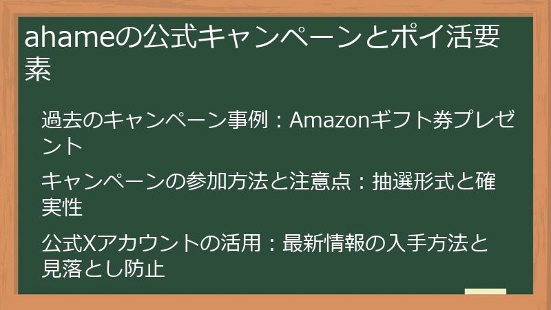 ahameの公式キャンペーンとポイ活要素