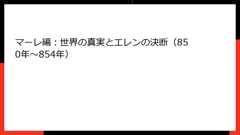 マーレ編：世界の真実とエレンの決断（850年～854年）