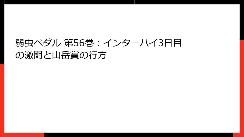 弱虫ペダル 第56巻：インターハイ3日目の激闘と山岳賞の行方