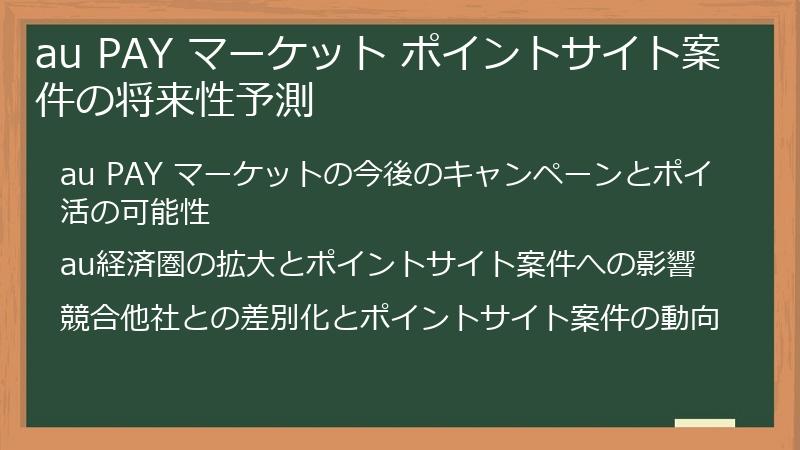 au PAY マーケット ポイントサイト案件の将来性予測