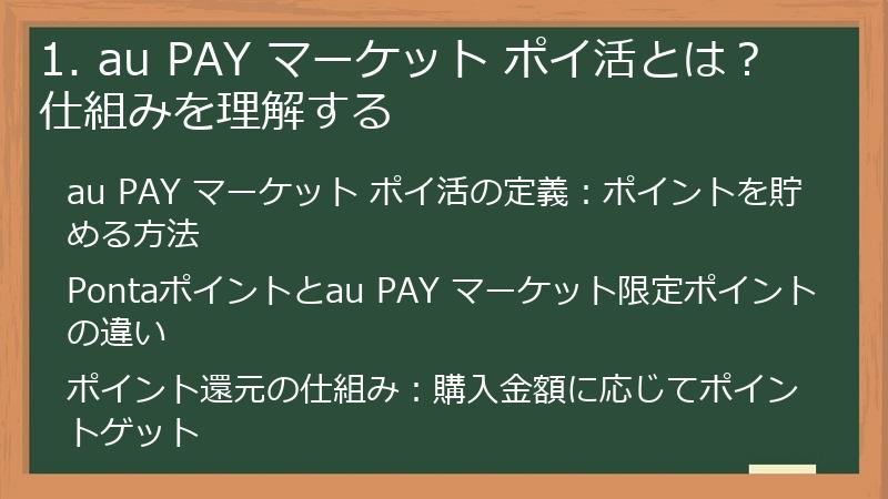 1. au PAY マーケット ポイ活とは？仕組みを理解する