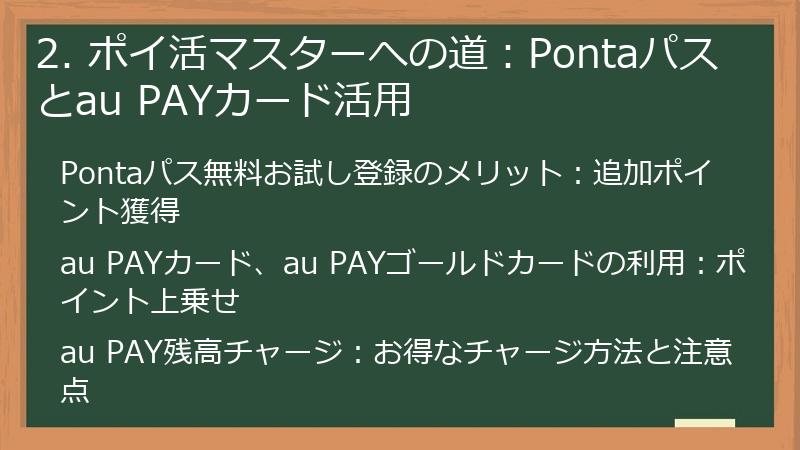 2. ポイ活マスターへの道：Pontaパスとau PAYカード活用