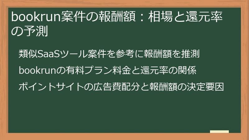 bookrun案件の報酬額：相場と還元率の予測