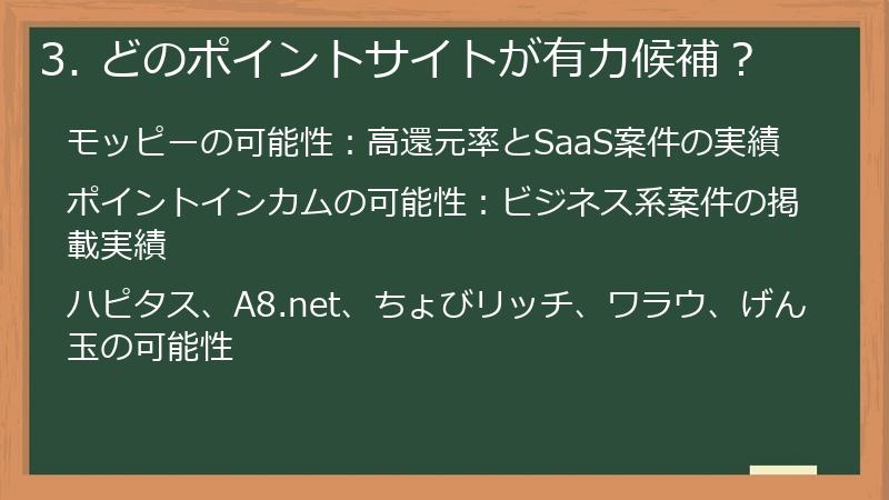 3. どのポイントサイトが有力候補？