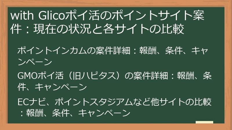 with Glicoポイ活のポイントサイト案件：現在の状況と各サイトの比較