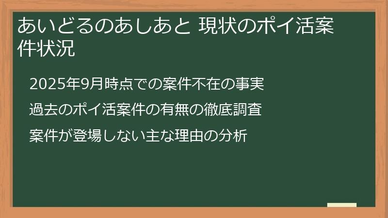 あいどるのあしあと 現状のポイ活案件状況