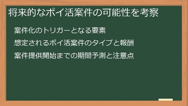将来的なポイ活案件の可能性を考察