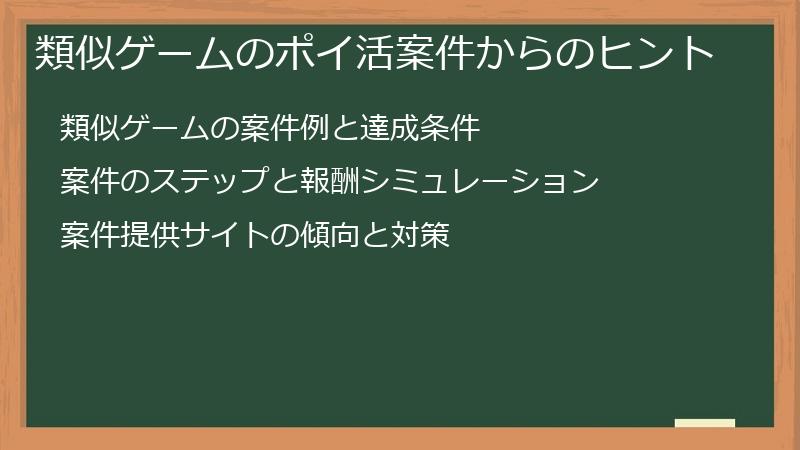 類似ゲームのポイ活案件からのヒント