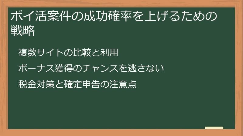 ポイ活案件の成功確率を上げるための戦略
