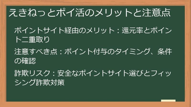 えきねっとポイ活のメリットと注意点