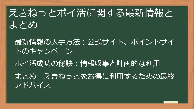 えきねっとポイ活に関する最新情報とまとめ