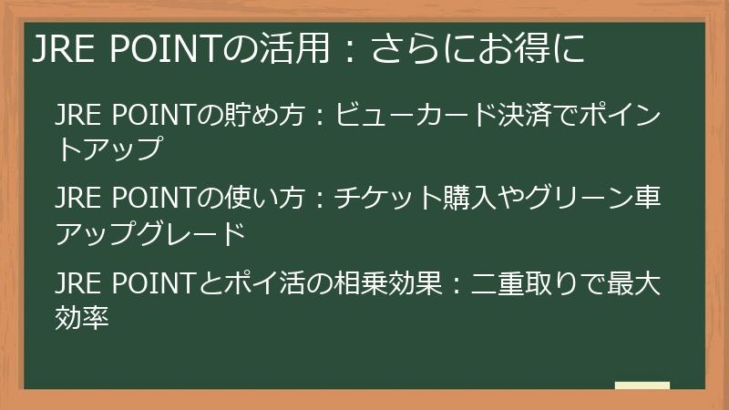 JRE POINTの活用：さらにお得に