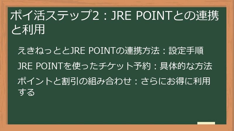 ポイ活ステップ2：JRE POINTとの連携と利用