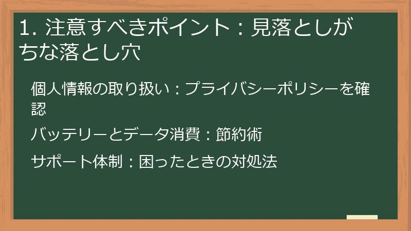 1. 注意すべきポイント：見落としがちな落とし穴