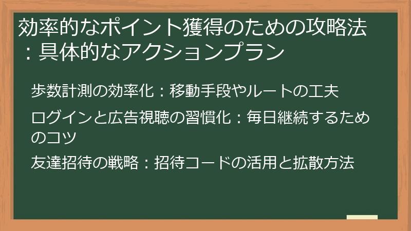 効率的なポイント獲得のための攻略法：具体的なアクションプラン