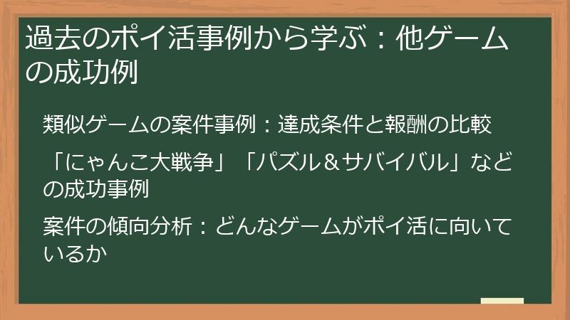 過去のポイ活事例から学ぶ：他ゲームの成功例