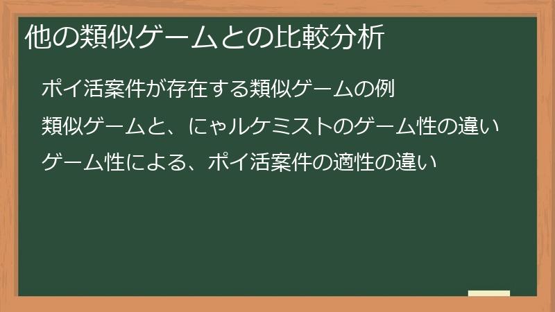 他の類似ゲームとの比較分析