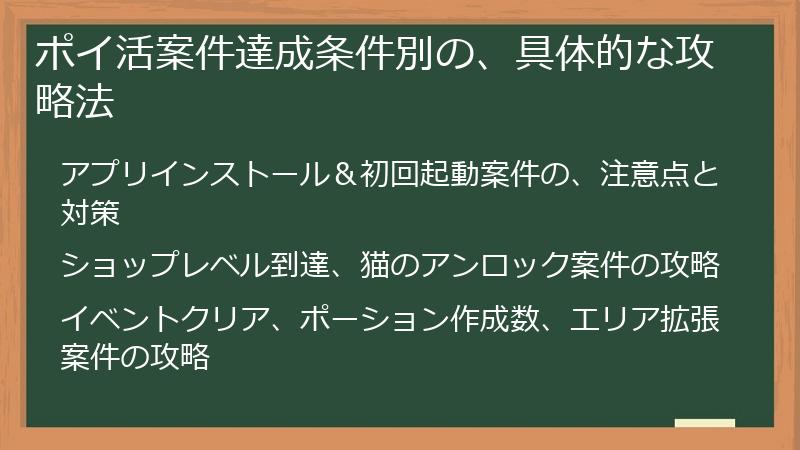 ポイ活案件達成条件別の、具体的な攻略法