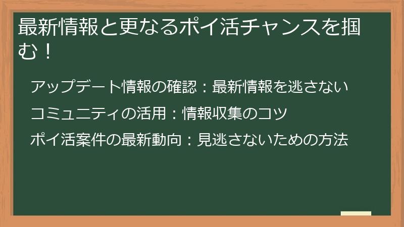 最新情報と更なるポイ活チャンスを掴む！