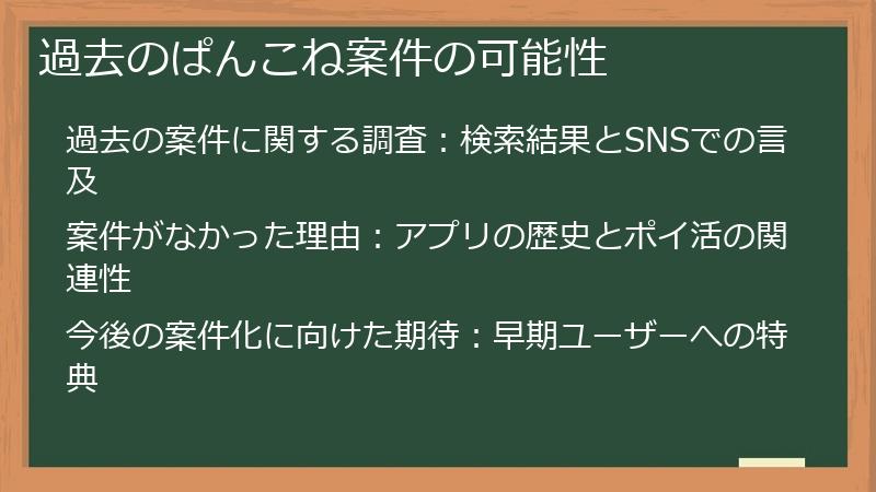 過去のぱんこね案件の可能性