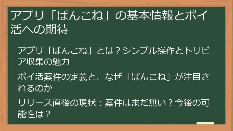 アプリ「ぱんこね」の基本情報とポイ活への期待