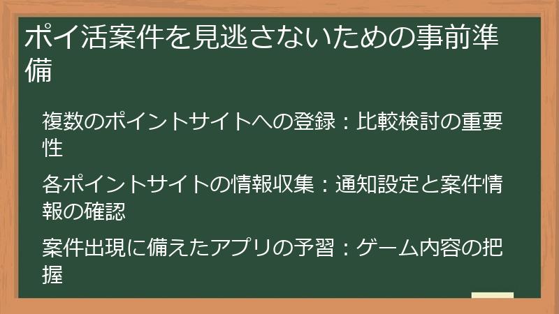 ポイ活案件を見逃さないための事前準備