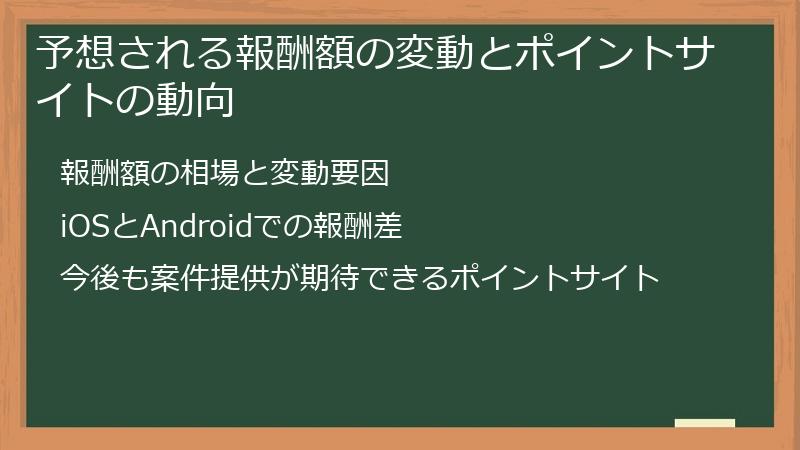 予想される報酬額の変動とポイントサイトの動向