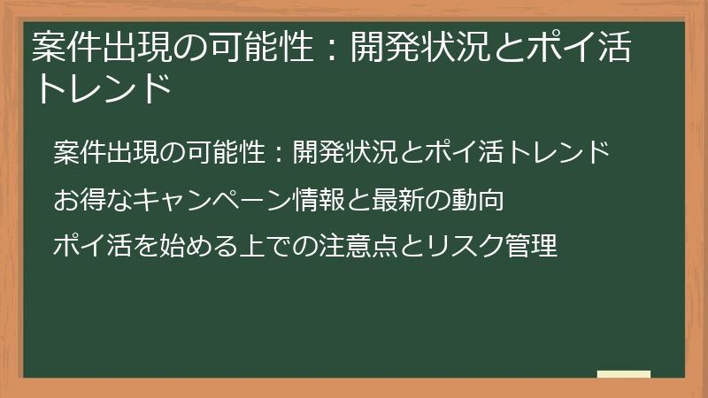 案件出現の可能性：開発状況とポイ活トレンド
