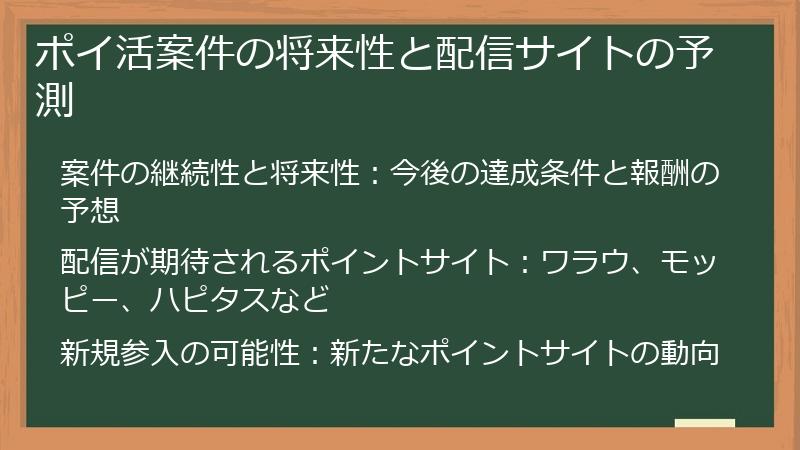ポイ活案件の将来性と配信サイトの予測