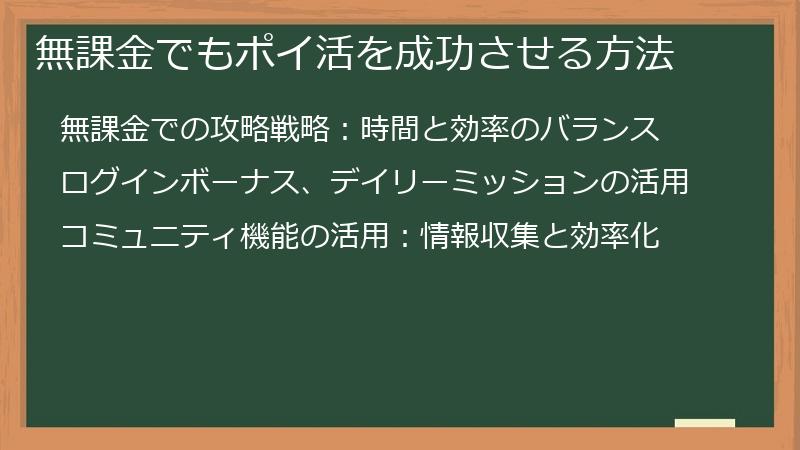 無課金でもポイ活を成功させる方法